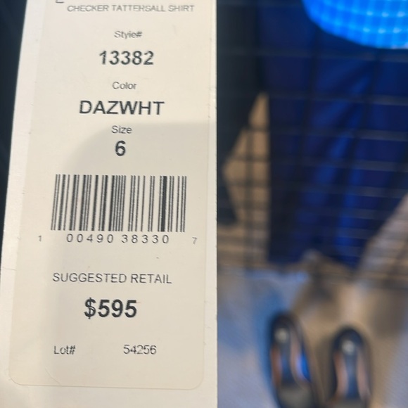 Nina Mclemore dazure and white tattersall shirt jacket nwt size 6 - Picture 5 of 6